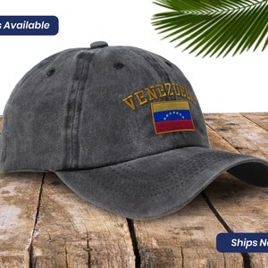 Gorra de béisbol suave Papá Papá Sombrero Bandera de Venezuela Bordado Sombreros vintage Gorra de béisbol lavada Venezuela Diseño de bordado de regalo único