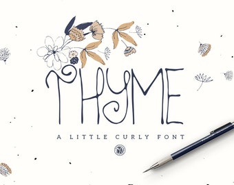 Thyme Font hand drawn all caps OTF