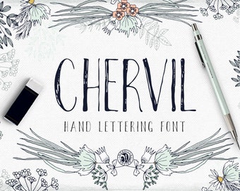Chervil Font hand drawn all caps OTF