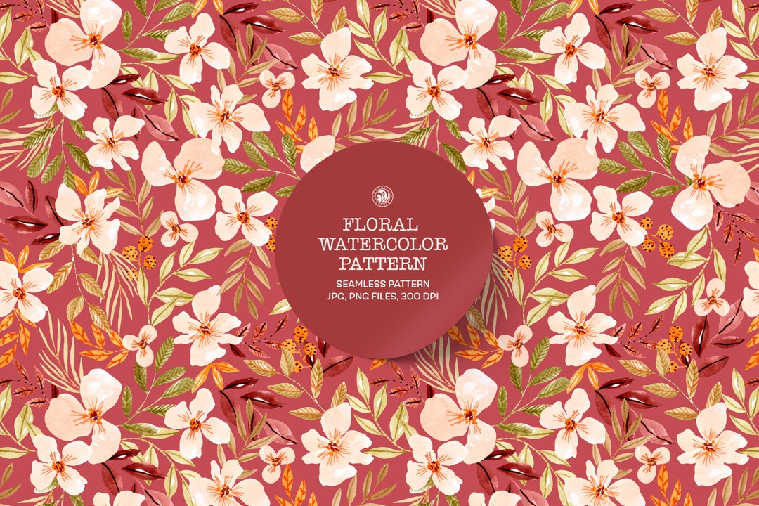 Colorfull Pattern Red Watercolor Hand Painted Red Floral Pattern, Colorful Pattern - Red ...