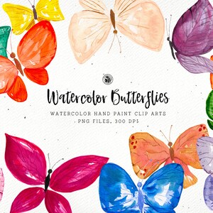 16 Watercolor Butterflies, watercolor hand painted clipart, butterflies clipart, watercolor digital illustrations, butterfly clipart