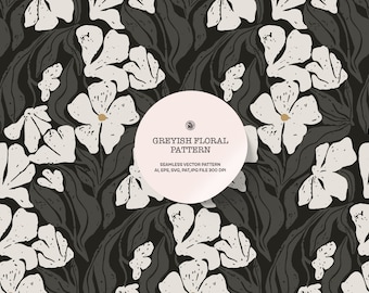 Greyish floral pattern, motif seamless pattern for wallpaper, motif fabric, floral hand drawn pattern, wallpaper design - Greyish Pattern