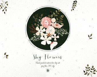 Watercolor Flower Clipart: Hand-Painted Botanical PNG (Digital Download)