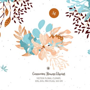 36 floral clipart vector set, flowers clipart, hand drawn arrangement clipart, digital arrangement bouquet, botanical svg Cinnamon Flowers