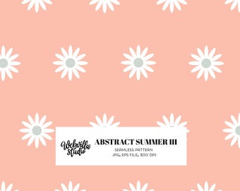 Daisy Seamless Pattern, White Flower Digital Paper, Peach Summer Pattern, Floral Repeat Design, Kids Fabric Pattern, Cute Daisy Digital