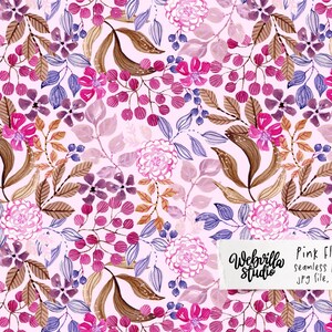 Watercolor hand painted pink floral pattern, wallpaper design, floral pattern,  Pink Flowers pattern - with commercial license