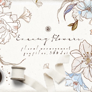 Evening Flowers Clipart – Romantic Watercolor Floral Set