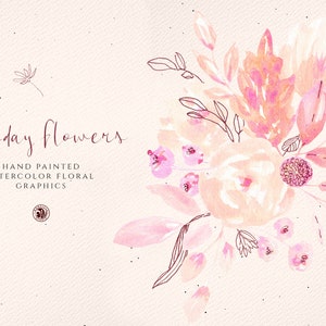 25 Tuesday flowers, watercolor hand painted clipart, romantic bouquets watercolor, digital flowers, arrangement clipart for invitations