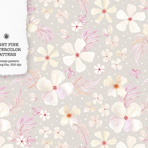 Watercolor pink floral pattern, seamless pattern, watercolor fabric, floral textile - Light Pink Pattern - with commercial license