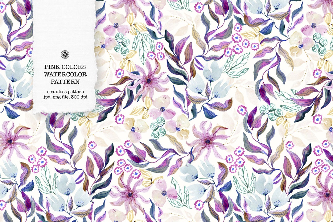 Watercolour Textile Pattern Watercolor Pink Floral Pattern, Seamless Pattern, Watercolor Fabric ...