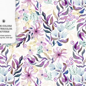 Watercolor pink floral pattern, seamless pattern, watercolor fabric - Pink Colors Pattern - with commercial license