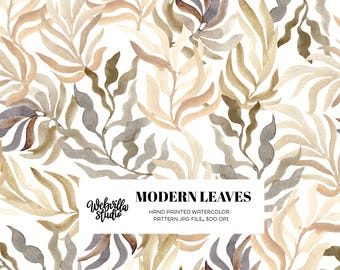 Hand Painted Muted Sage Willow Leaves Seamless Pattern for Earthy Nursery Decor, Boho Botanical Fabric Design and Neutral Wallpaper Print
