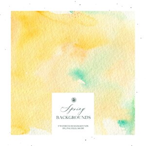 8 lente aquarel achtergronden, digitale handgeschilderde lente aquarel achtergronden, afdrukbare digitale aquarel texturen set