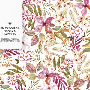 Aquarell Blumenmuster: Herbstblumen Hintergrund (Kommerzielle Lizenz)