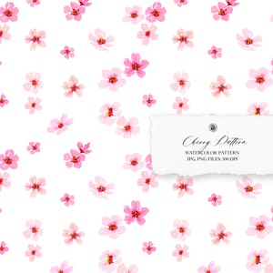 Aquarell handgemaltes Blumenmuster, buntes Muster, Blumenstoff, Sakura-Muster - Kirschmuster - mit kommerzieller Lizenz