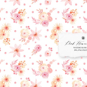 Padrão Floral em Aquarela: Tecido com Flores Rosa (Licença Comercial)