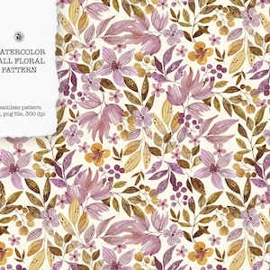 Aquarell Herbst Blumenmuster: Handgemalte Herbstfarben (Kommerzielle Lizenz)