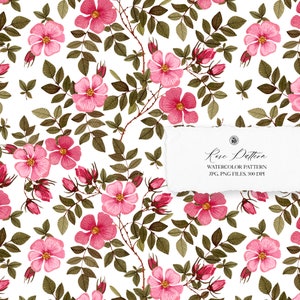 Aquarel handgeschilderd bloemmotief, kleurrijk patroon, bloemenstof - Roze aquarelpatroon - met commerciële licentie
