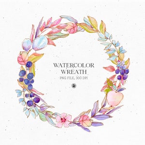 Watercolor Autumn Leaves Wreath Clipart (Digital Download)