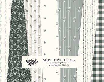 Collection de motifs sans couture vert sauge, papier vectoriel vintage style ferme, motif de tissu à carreaux Buffalo, fond de papeterie rustique