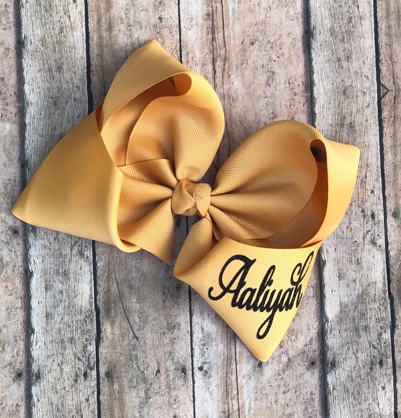 Black and Gold Hair Bow Black and Gold Monogram Bow Etsy