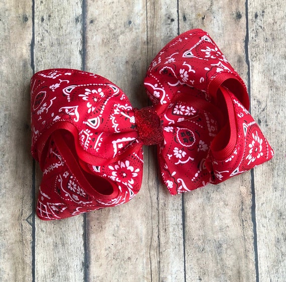 Bandana Hair Bow Bandana Bow Etsy
