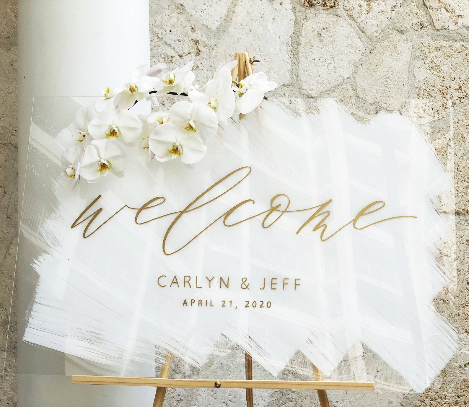White Paint Wedding Welcome sign