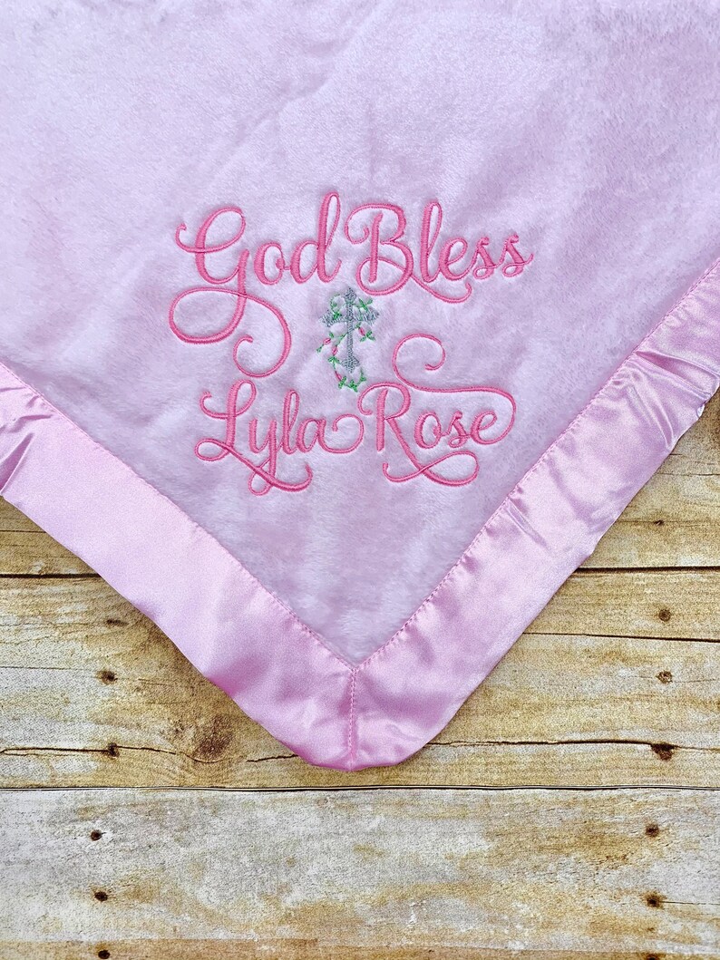 Baptism Christening Blanket Baby Personalized Embroidered Etsy