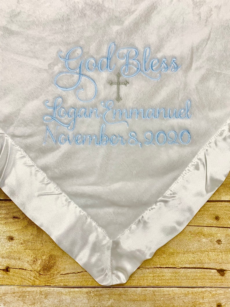 Baptism Christening Blanket Baby Personalized Embroidered Etsy