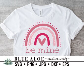 Be Mine Boho rainbow svg, Valentine's Day heart svg, cut file for Cricut and Silhouette, dxf, png, jpg, eps