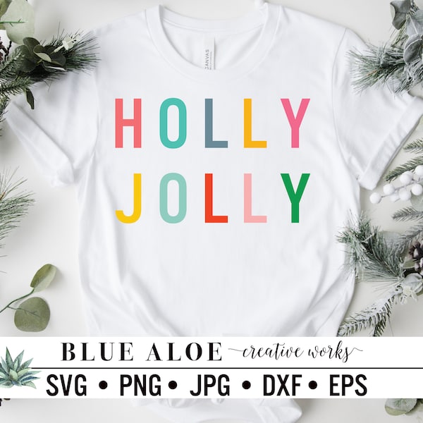 Holly Jolly svg, Christmas svg, Bright and Merry Christmas svg cut file for Cricut and Silhouette, dxf, png, jpg, eps