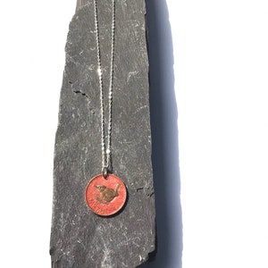 Wren farthing pendant on sterling silver chain image 5