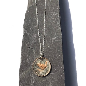 Wren farthing pendant on sterling silver chain image 6