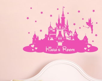 Disney Princess Castle Personalised - Wall sticker - Children's Bedroom/Nursery - Vinyl Decal