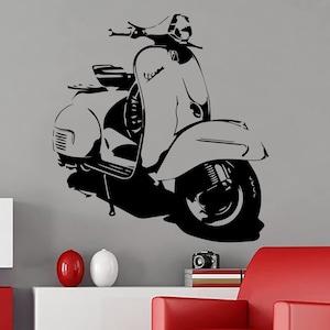 Classic Vespa Scooter vinyl wall transfer wall sticker decal UK