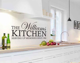 Personalised Kitchen Wall Sticker - Family - Serving Memories Since - Contemporary - Vinyl Decal