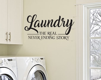 Laundry wall sticker - Vinyl transfer - &#39;The real never ending story&#39; - Contemporary - Vinyl Decal