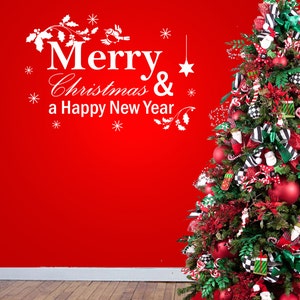 Merry Christmas Festive Design - Vinyl Transfer - Vinyl Decal - Wall Sticker