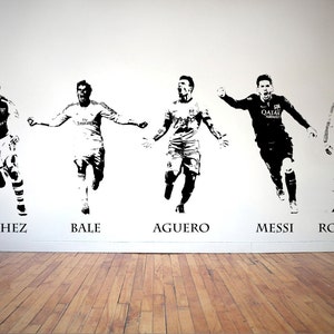 World Class Footballers - Vinyl Transfer - Wall Stickers - Sanchez . Bale . Aguero . Messi . Ronaldo
