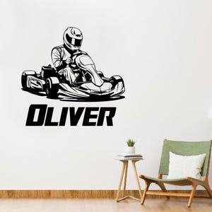 Calcomanía de vinilo de transferencia de karts personalizada para pared, deportes extremos