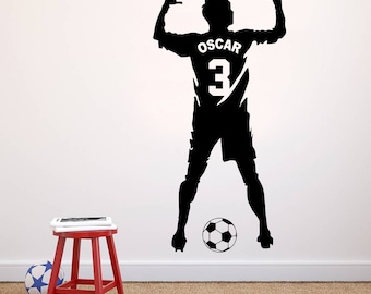 Personalised Footballer - Shirt - Vinyl Transfer - Wall Sticker - Kids Bedroom