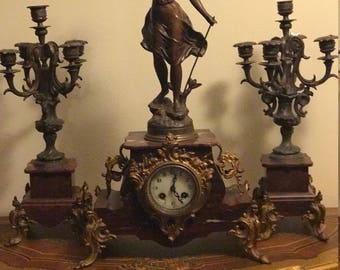 1850's French ornate time and strike mantel clock