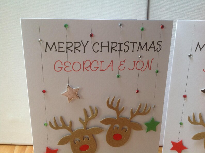 Handmade personalised couple Christmas card personalised with | Etsy