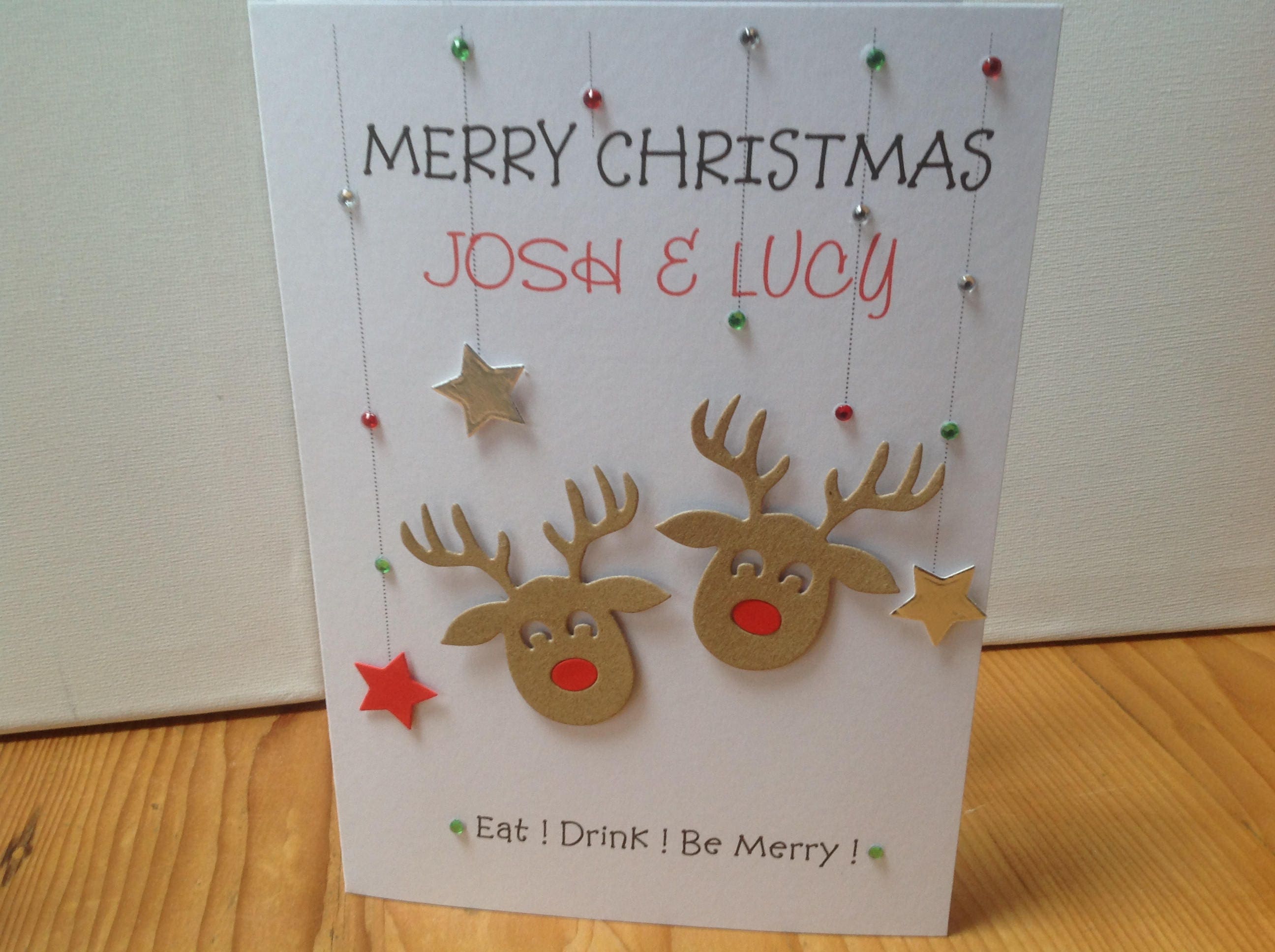 Handmade personalised couple Christmas card personalised with | Etsy