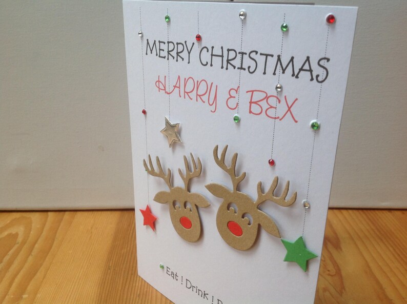Handmade personalised couple Christmas card personalised with | Etsy