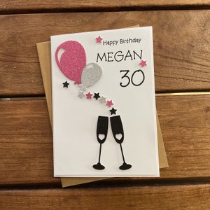 Handmade personalised birthday card- 18th,21st,30th,40th,50th etc, personalised with name and age