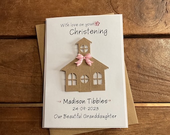 Handmade personalised Christening card- personalised with name and date- Granddaughter, Goddaughter, Daughter, Niece