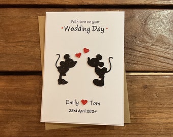 Handmade Personalised Disney inspired wedding card.