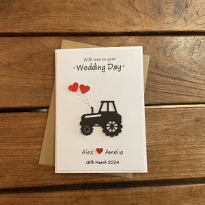Handmade personalised Tractor Wedding card - Congratulations - country/ young Farmers
