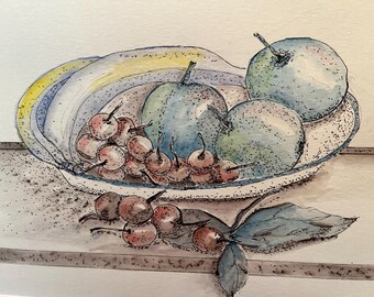 Plato de fruta con plátanos